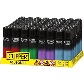 CLIPPER REUSABLE LIGHTER 48CT DISPLAY- BLACK CRYSTAL GRADIENT
