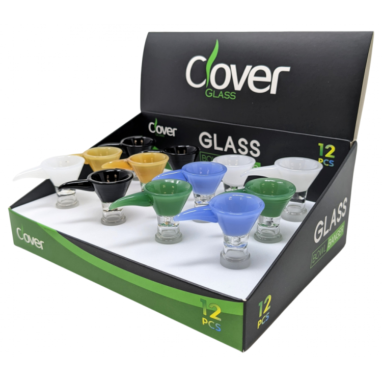 CLOVER GLASS - 14MM ASSORTED COLOR TUBE WITH HORN 12CT/DISPLAY