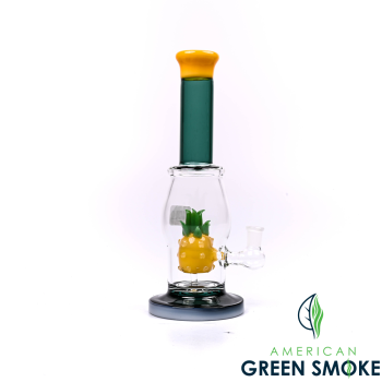 9.5 INCH GLASS YELLOW PINEAPPLE WATER PIPE (MSRP $59.99)