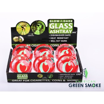 RED CKS WHITE C - GLOW IN THE DARK ASHTRAYS (DISPLAY OF 6 COUNT) (MSRP $4.99 EACH)