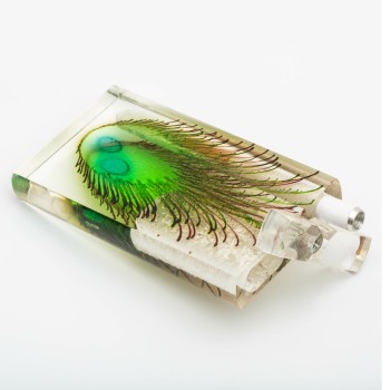 PEACOCK FEATHER DESIGN ACRYLIC DUGOUT WITH BAT