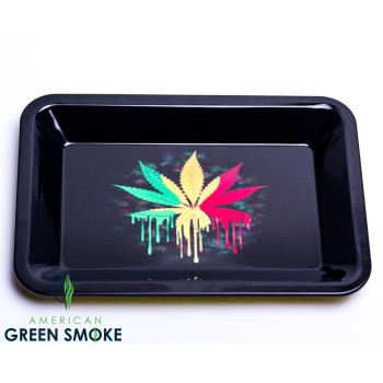 RASTA BUDS WITH DRIPLETS - SMALL METAL ROLLING TRAY (MSRP $5.99)
