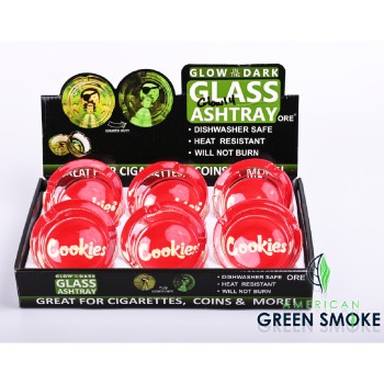 WHITE CKS RED BACKROUND - GLOW IN THE DARK ASHTRAYS (DISPLAY OF 6 COUNT) (MSRP $4.99 EACH)