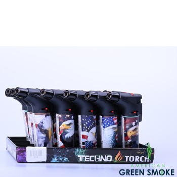 TECHNO TORCH LIGHTER AMERICAN EAGLE DESIGN (DISPLAY OF 15 COUNT) (MSRP $12.99 EACH)