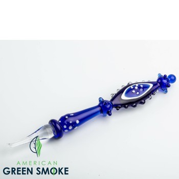 GLASS DABBER - BLUE WITH WHITE DOTS  (MSRP $7.99 EACH)
