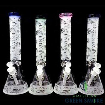 LEGENDARY GLASS 14" WATER PIPE SPACE PATTERN SAND BLASTED (MSRP $149.99)