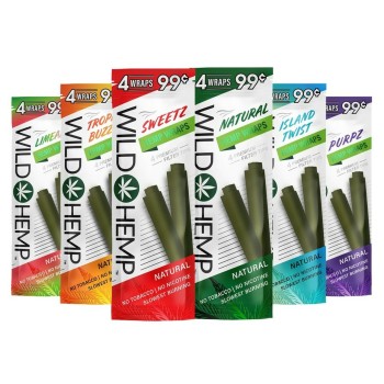 WILD HEMP WRAPS 4PACK AT 0.99 CENTS EACH (BOX OF 20 COUNT) (MSRP $0.99 EACH)