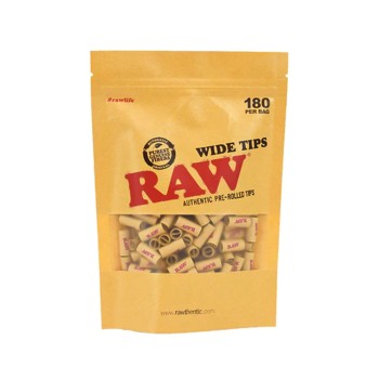RAW PRE-ROLLED WIDE FILTER BAG OF 180 TIPS (MSRP $19.99 EACH)