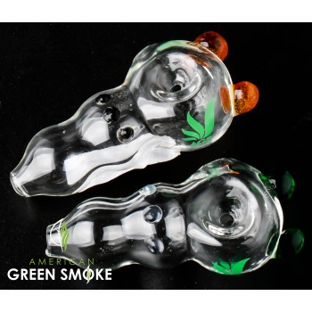 2" GLASS HAND PIPE WITH BLACK DOTS ( MSRP $11.99 EACH )