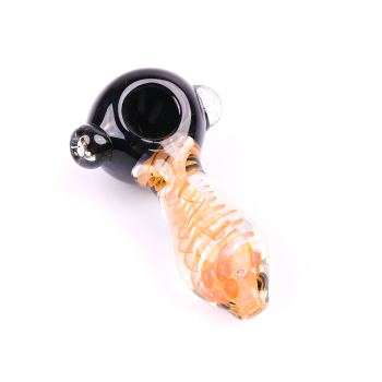 GLASS 4 INCH BLACK HEAD WITH GOLDEN TWISTING BODY HAND PIPE (MSRP $14.99)