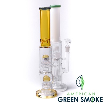 14" DOUBLE MATRIX PERC WITH COLOR ICY NECK WATER PIPE (MSRP $59.99 EACH)