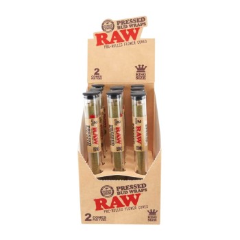 RAW PRESSED BUD WRAP CONE 1 1/4 3 PACK BOX OF 12 COUNT (MSRP $3.99 EACH)