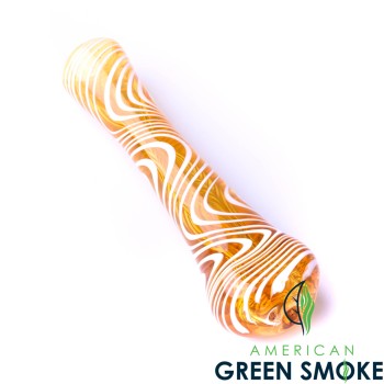 GOLD TUBING WITH WHTE WIG-WAG STRIPES FUMED CHILLUM (MSRP $12.99 EACH)