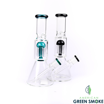 10 INCH GLASS TREE ARM PERC COLOUR RIM WATER PIPE (MSRP $