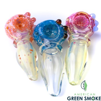 3" 65G SILVER FUMED ROUND MOUTH FRIT HAND PIPE (MSRP $14.99 EACH)