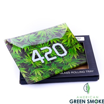 TEMPERED GLASS TRAY - 420 LEAF  (MSRP $12.99)