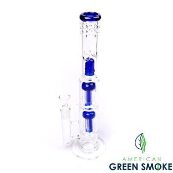 17" INCH GLASS DOUBLE JELLY FISH WITH BUMPS WATER PIPE (MSRP $89.99)