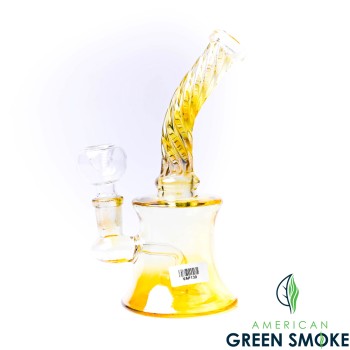 8" TWISTED GLASS GOLD FUMED PERC WATER PIPE (MSRP $21.99)