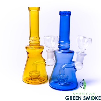 7" COLOR GLASS WITH HANGING PERC WATER PIPE (MSRP $19.99)