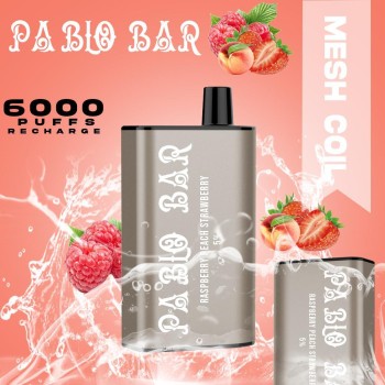 PABLO BAR RECHARGEABLE DISPOSABLE DEVICE 15ML 5% NICOTINE 6000 PUFFS BOX OF 5 COUNT (MSRP $19.99 EACH)