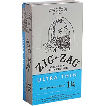 ZIG ZAG ULTRA THIN ROLLING PAPERS 1 1/4 SIZE 24CT/BOX ( MSRP $2.59 EACH )