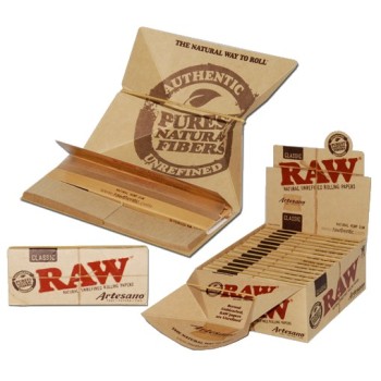 RAW ARTESANO KING SIZE CLASSIC ROLLING PAPERS 15 COUNT BOX 